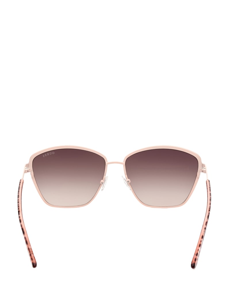 Okulary Słoneczne Damskie Guess Oversized Metal Cat-Eye Beżowe | 0358794-NE