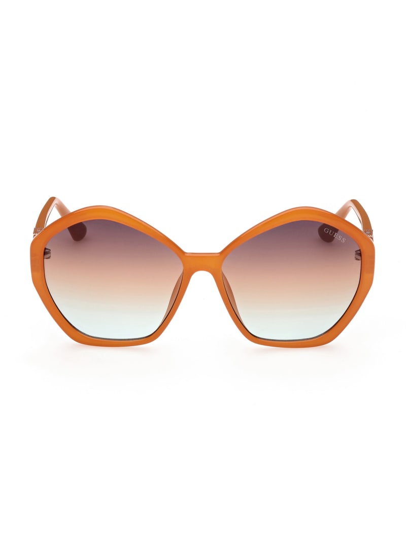 Okulary Słoneczne Damskie Guess Oversized Geometric Logo Pomarańczowe | 0394576-TN