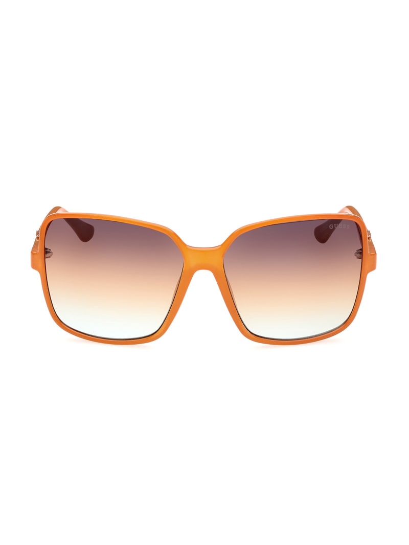 Okulary Słoneczne Damskie Guess Oversized Square Logo Pomarańczowe | 4912063-JD