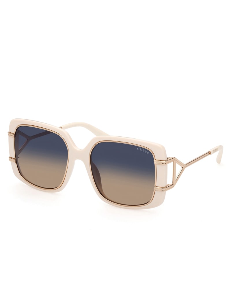 Okulary Słoneczne Damskie Guess Oversized Square Białe | 6395087-UX