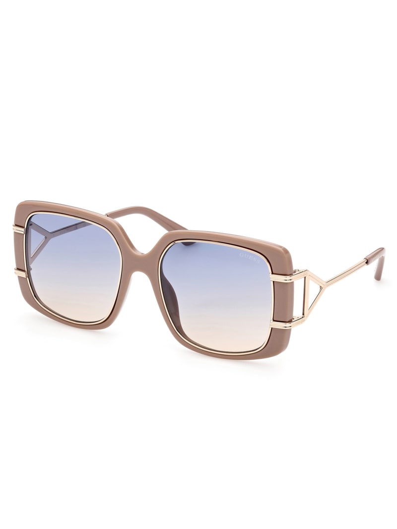 Okulary Słoneczne Damskie Guess Oversized Square Beżowe | 7693815-JA