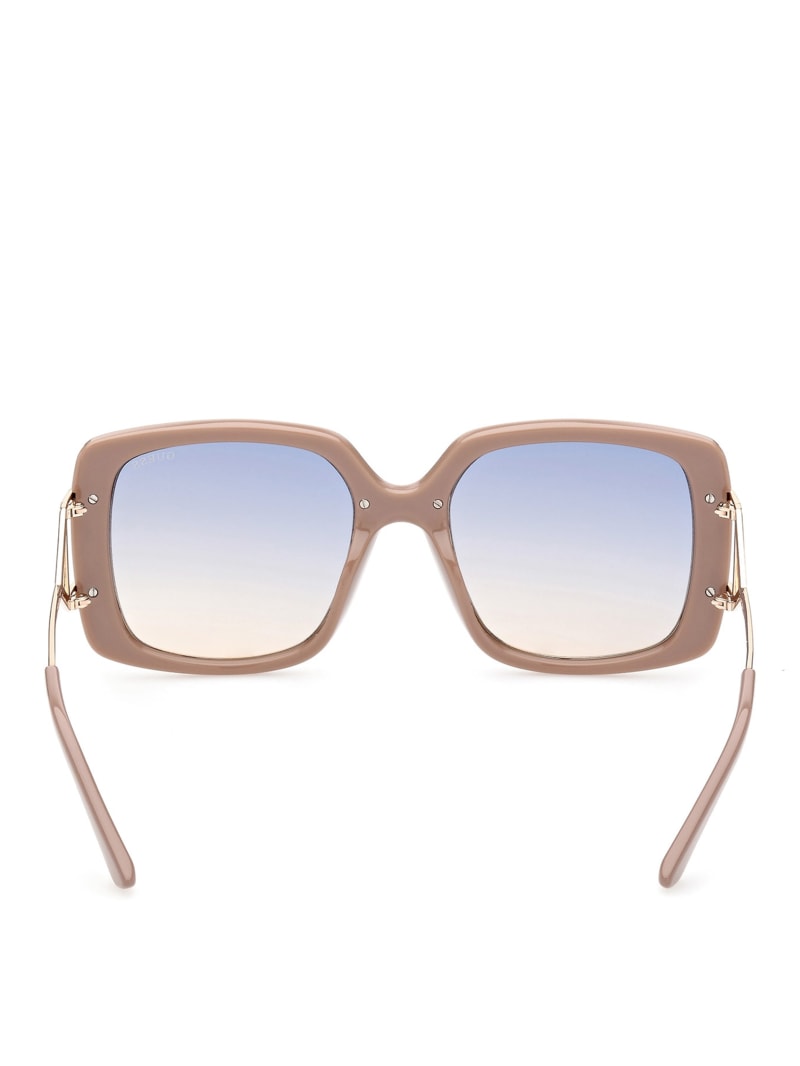 Okulary Słoneczne Damskie Guess Oversized Square Beżowe | 7693815-JA