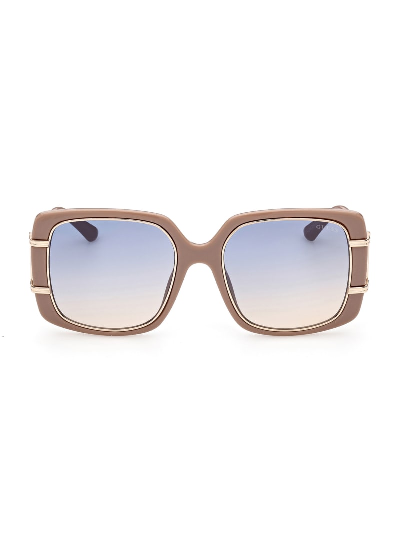 Okulary Słoneczne Damskie Guess Oversized Square Beżowe | 7693815-JA