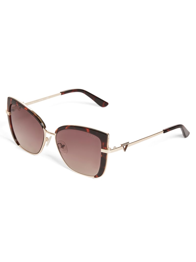 Okulary Słoneczne Damskie Guess Tinted Cat-Eye Złote | 0462798-FB