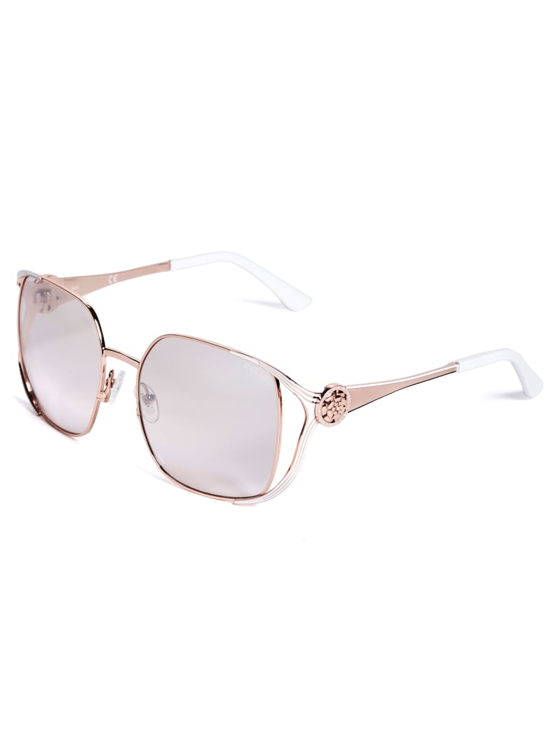 Okulary Słoneczne Damskie Guess Vera Square Metal Różowe | 7490381-QW