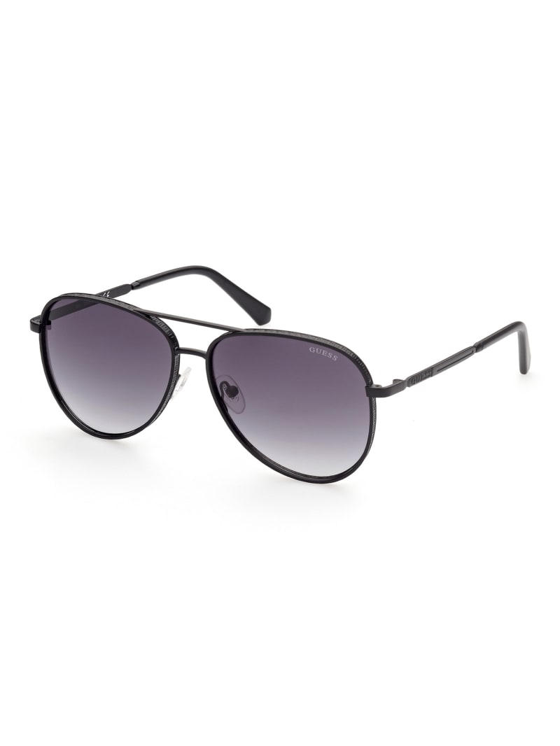 Okulary Słoneczne Męskie Guess Aviator Czarne | 6092873-XW