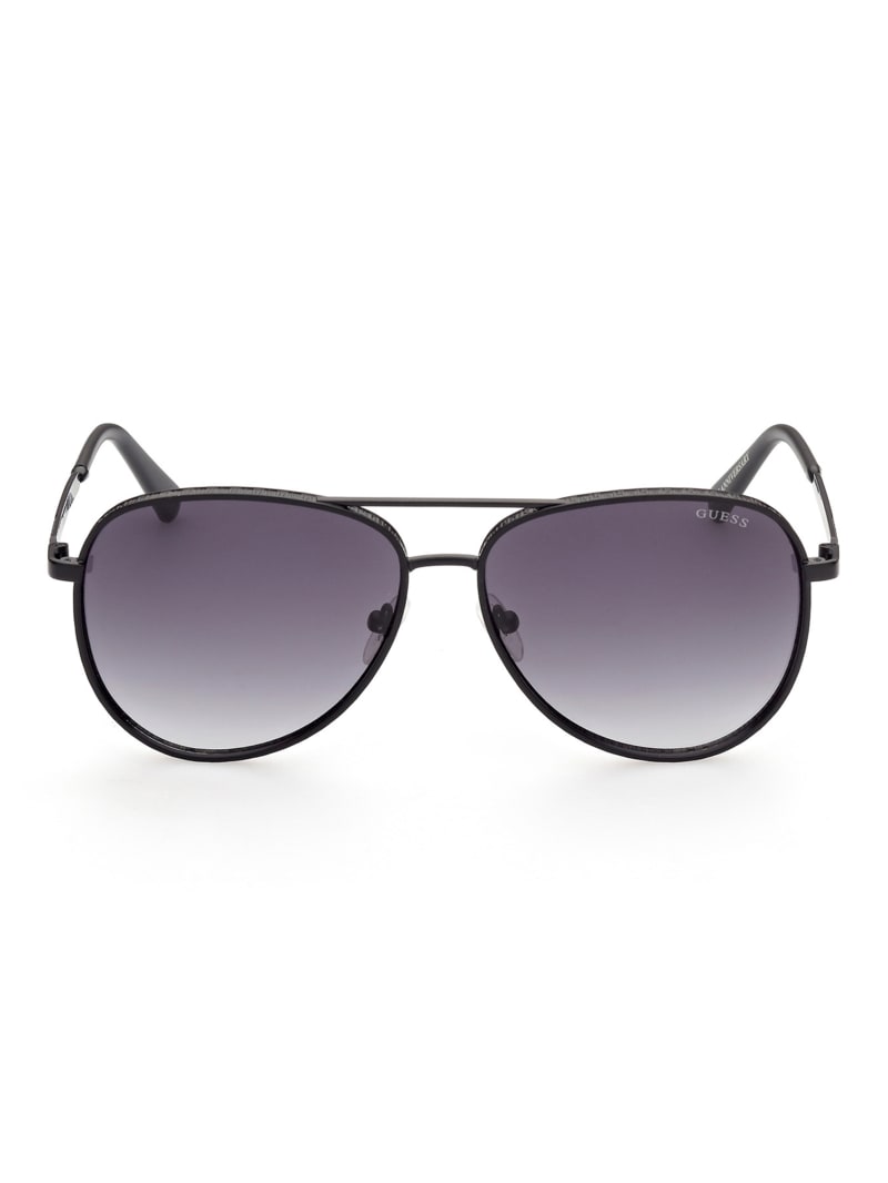 Okulary Słoneczne Męskie Guess Aviator Czarne | 6092873-XW