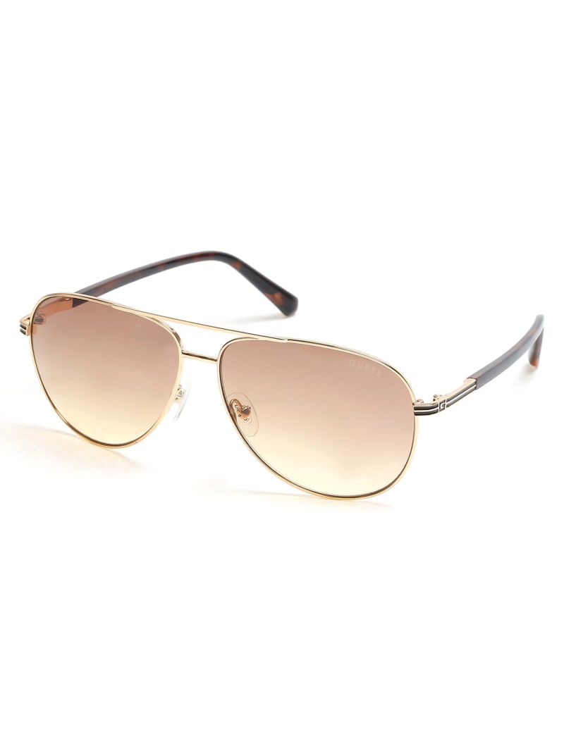 Okulary Słoneczne Męskie Guess Aviator Metal Pomarańczowe | 6207591-DS