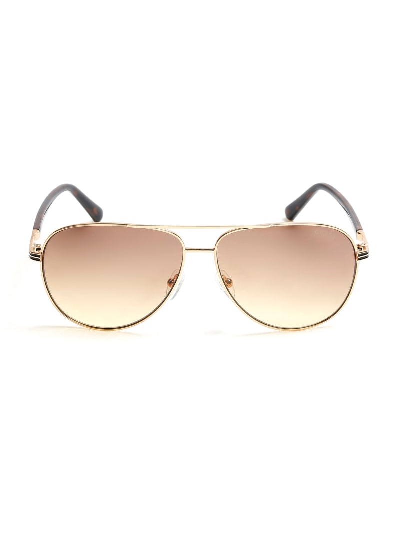 Okulary Słoneczne Męskie Guess Aviator Metal Pomarańczowe | 6207591-DS