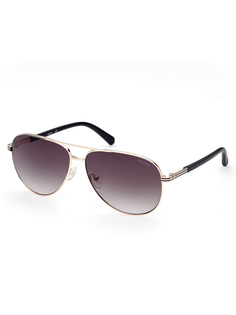 Okulary Słoneczne Męskie Guess Aviator Metal Różowe Złote | 9761803-DR