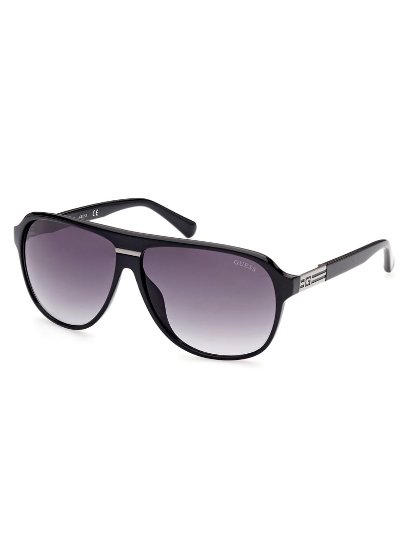 Okulary Słoneczne Męskie Guess Aviator Srebrne | 8035461-QF