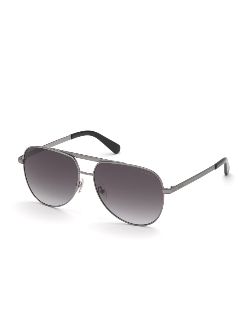 Okulary Słoneczne Męskie Guess Manny Aviator Srebrne | 4901357-WO