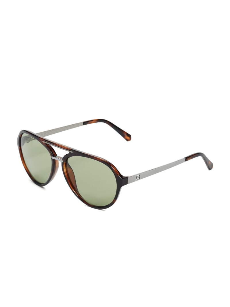 Okulary Słoneczne Męskie Guess Samuel Logo Aviator Zielone | 3790164-EA