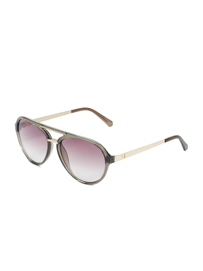 Okulary Słoneczne Męskie Guess Samuel Logo Aviator Szare | 4987023-GW