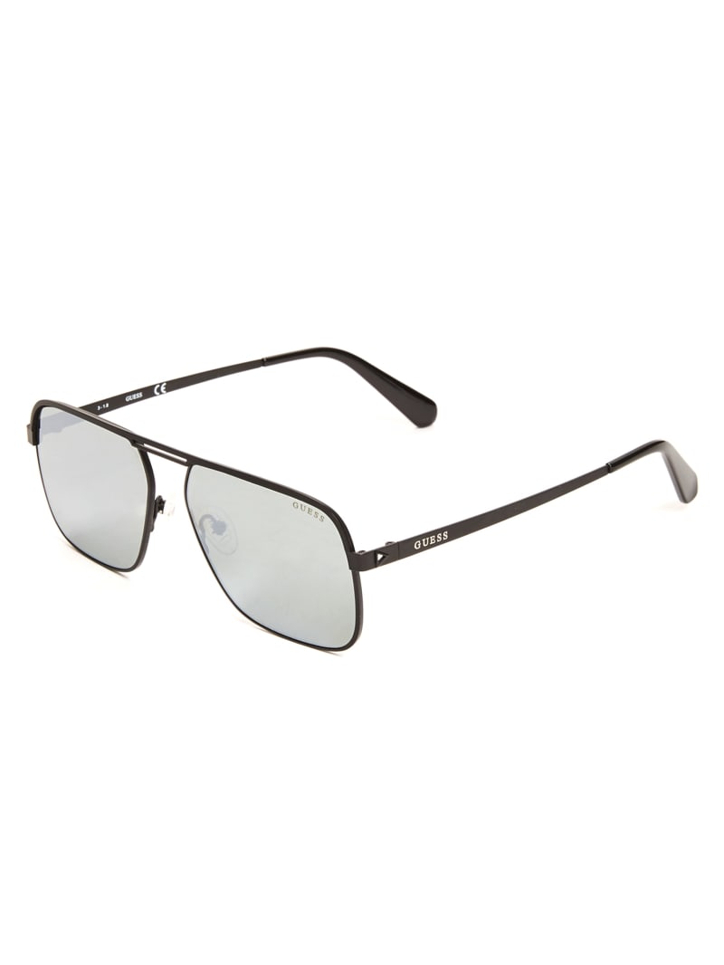 Okulary Słoneczne Męskie Guess Top Bar Aviator Szare | 4859216-GT