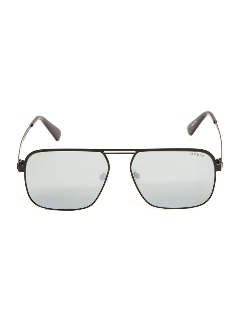 Okulary Słoneczne Męskie Guess Top Bar Aviator Szare | 4859216-GT