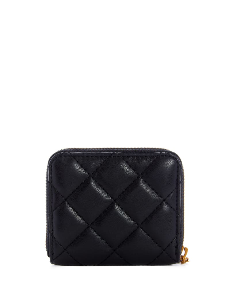 Portfele Damskie Guess Cessily Quilted Small Zip-Around Czarne | 4072369-LG