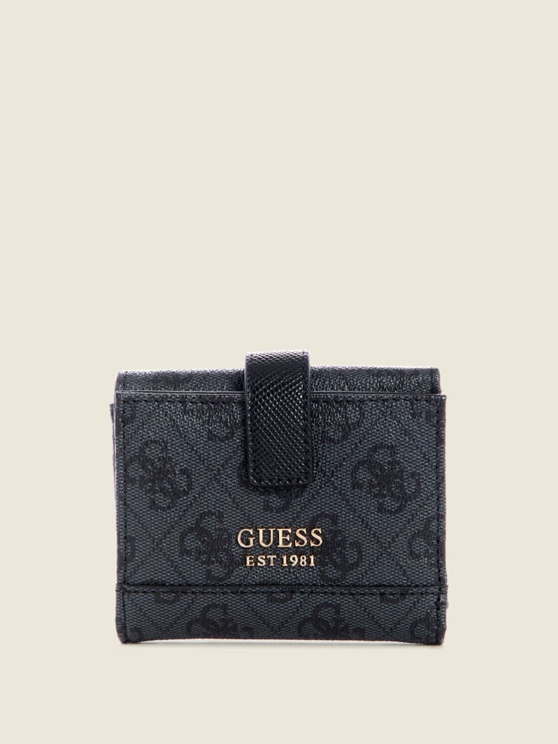 Portfele Damskie Guess Cordelia Logo Small Trifold Niebieskie | 1453802-NC