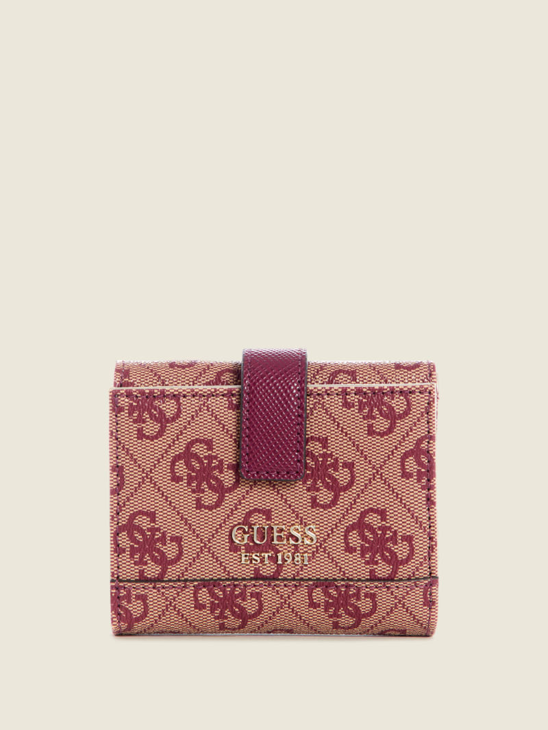 Portfele Damskie Guess Cordelia Logo Small Trifold Fioletowe | 3627945-YC