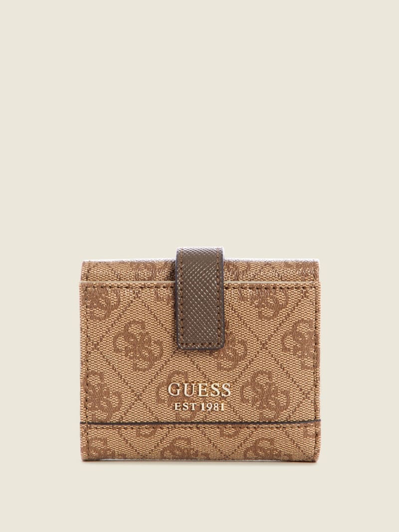 Portfele Damskie Guess Cordelia Logo Small Trifold Brązowe | 4987360-HL