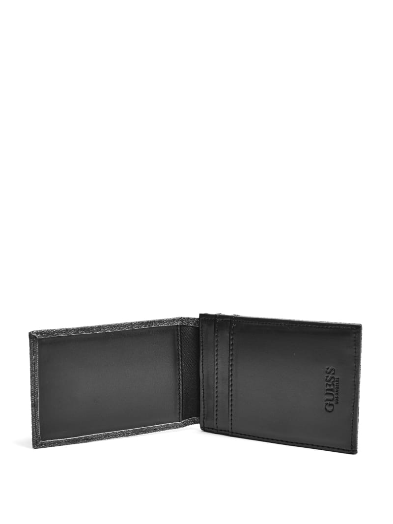 Portfele Damskie Guess Don Logo-Print Magnetic Card Case Czarne | 8952413-CY