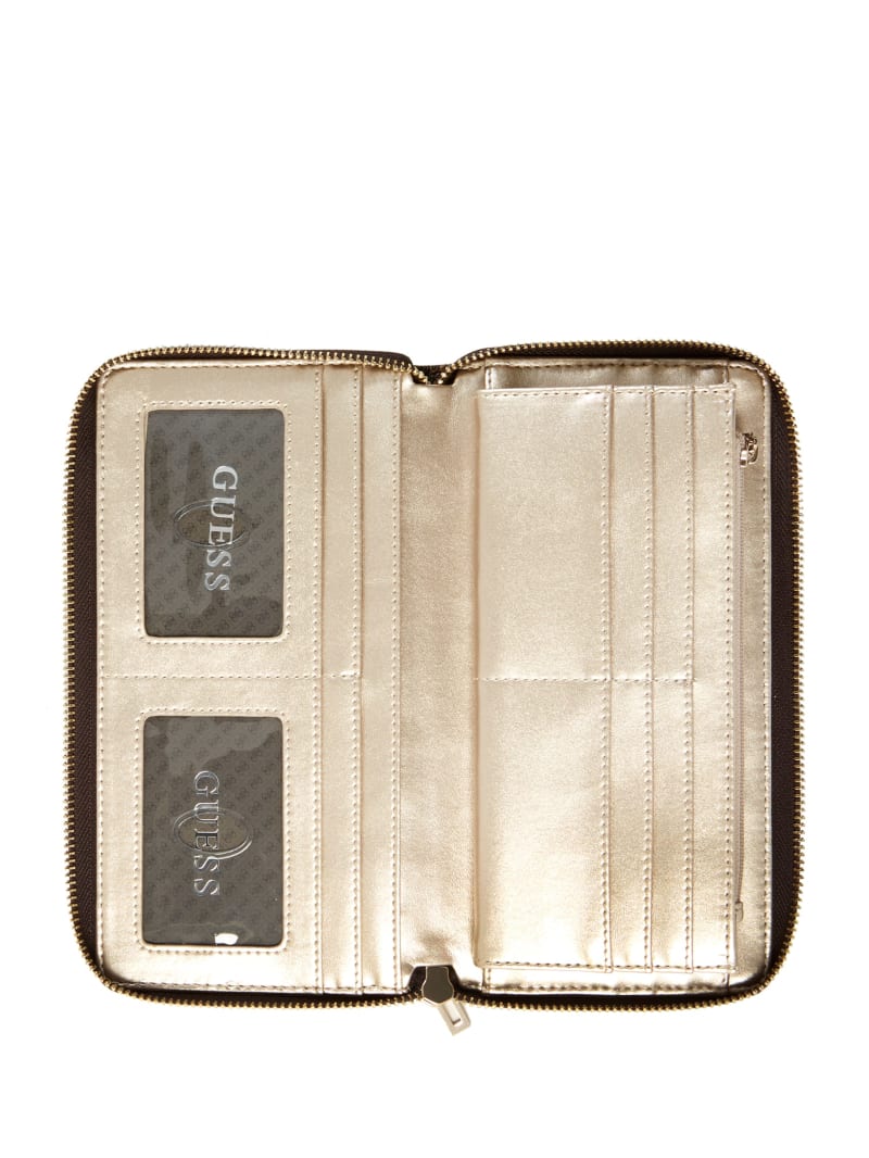 Portfele Damskie Guess Gillian Check Organizer Szare | 0731924-TK