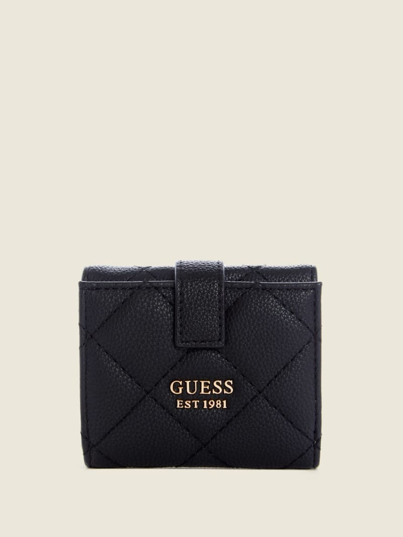 Portfele Damskie Guess Gillian Petite Trifold Czarne | 5736924-CW