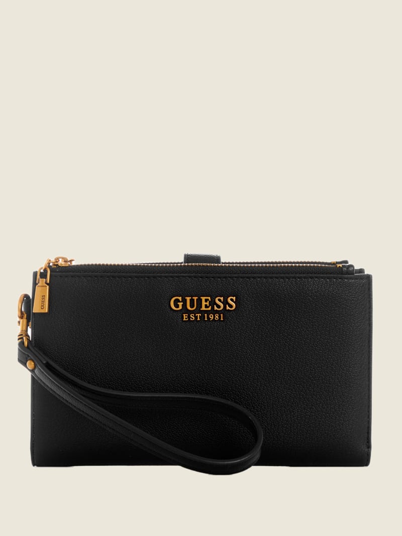 Portfele Damskie Guess Kristle Zip Organizer Czarne | 2147893-JM