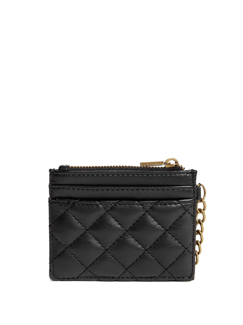 Portfele Damskie Guess Quilted Card Holder Czarne | 5024976-BC