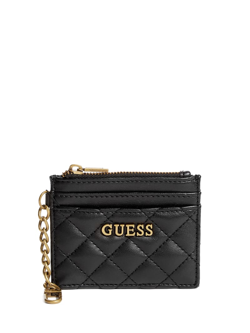 Portfele Damskie Guess Quilted Card Holder Czarne | 5024976-BC