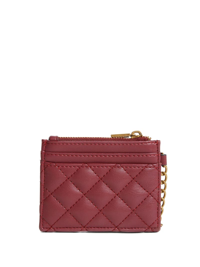 Portfele Damskie Guess Quilted Card Holder Bordowe | 9824031-SE