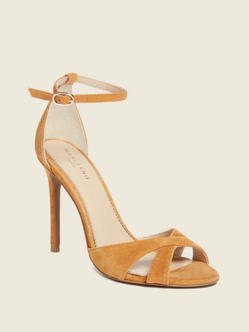 Sandały Damskie Guess Abiele Skórzane Stiletto Pomarańczowe | 3056714-OF