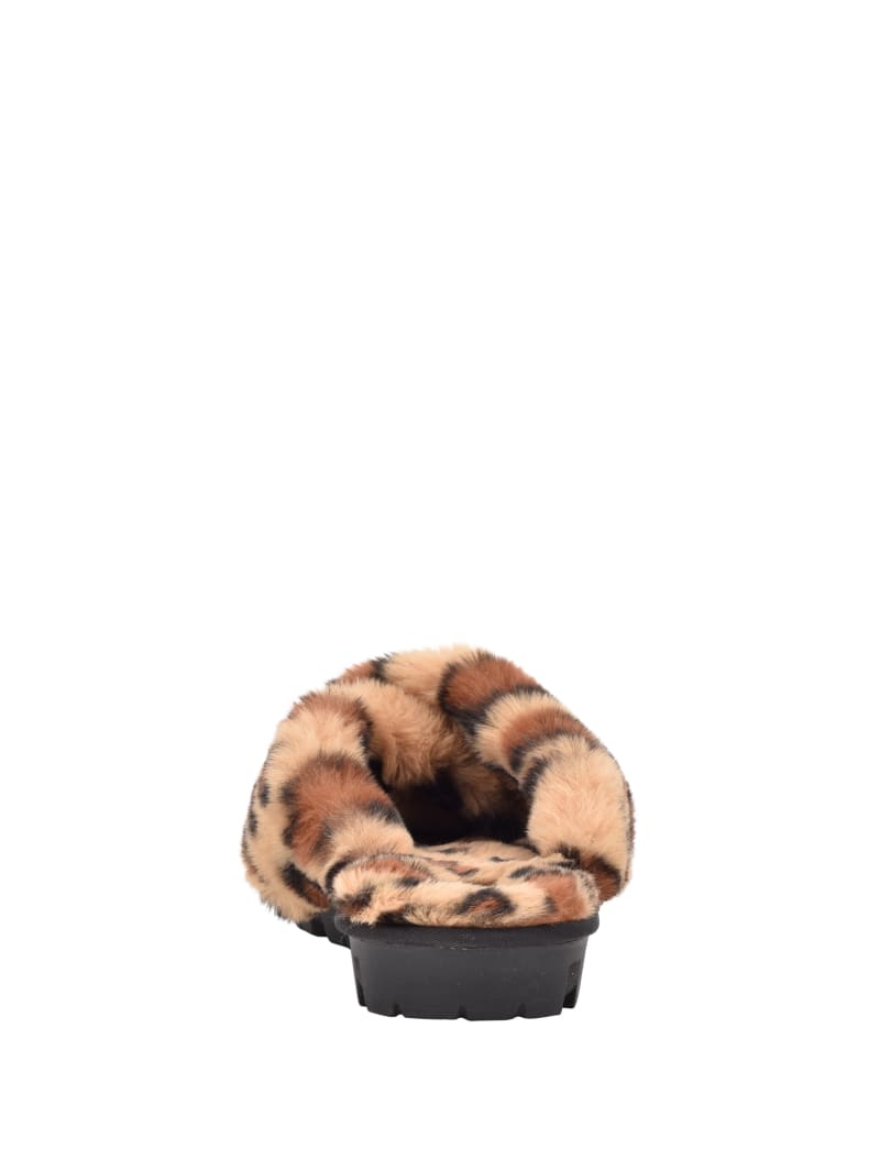 Sandały Damskie Guess Crisscross Fur Kapcie Brązowe | 3506897-LJ