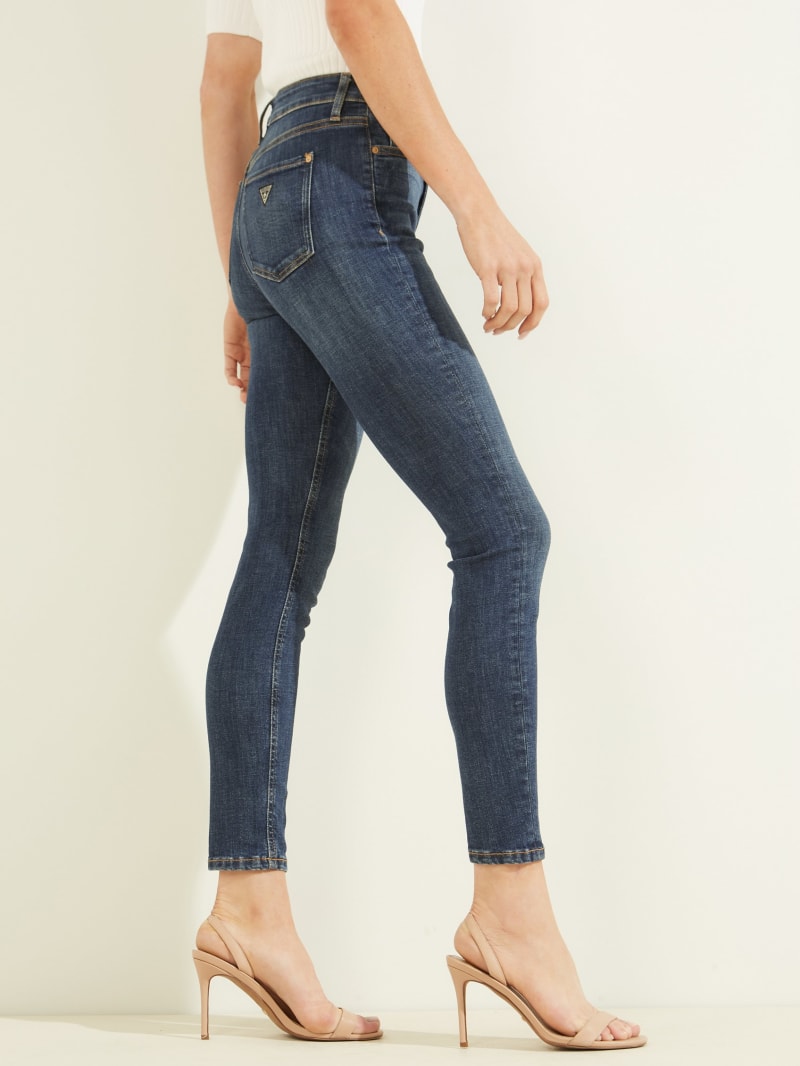 Spodnie Damskie Guess Alpha High-Rise Skinny Niebieskie | 1605398-ZV