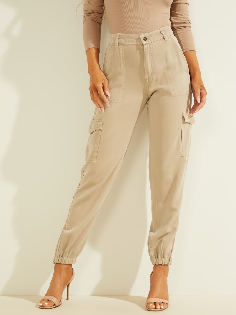 Spodnie Damskie Guess Bowie Chino Cargos Beżowe | 5198473-HG