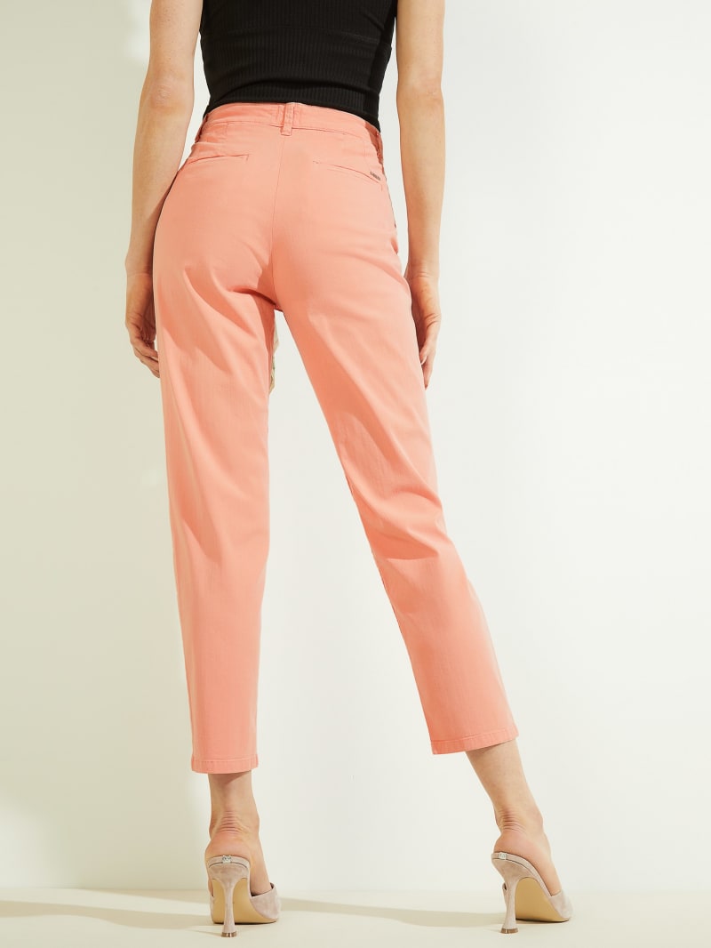 Spodnie Damskie Guess Candis Chinos Koralowe | 4596378-ED