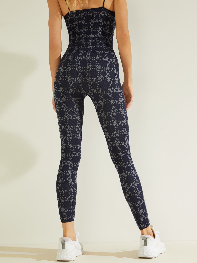 Spodnie Damskie Guess Della Logo Print Leggings Granatowe | 3154028-QY