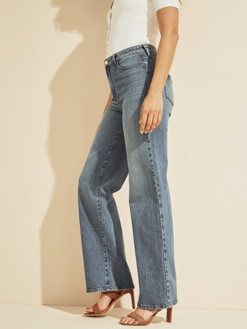 Spodnie Damskie Guess Farrah 70s High-Rise Jean Niebieskie | 9682710-MW