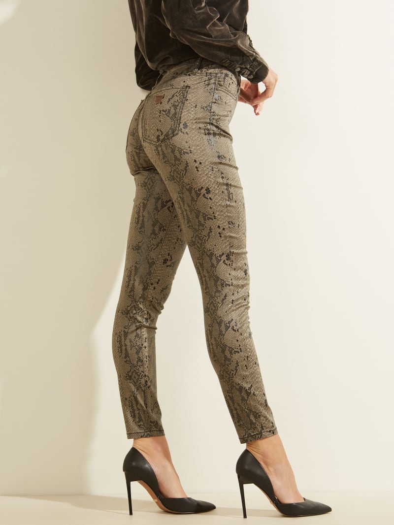 Spodnie Damskie Guess Snake Print Skinny Szare | 6709253-ZR