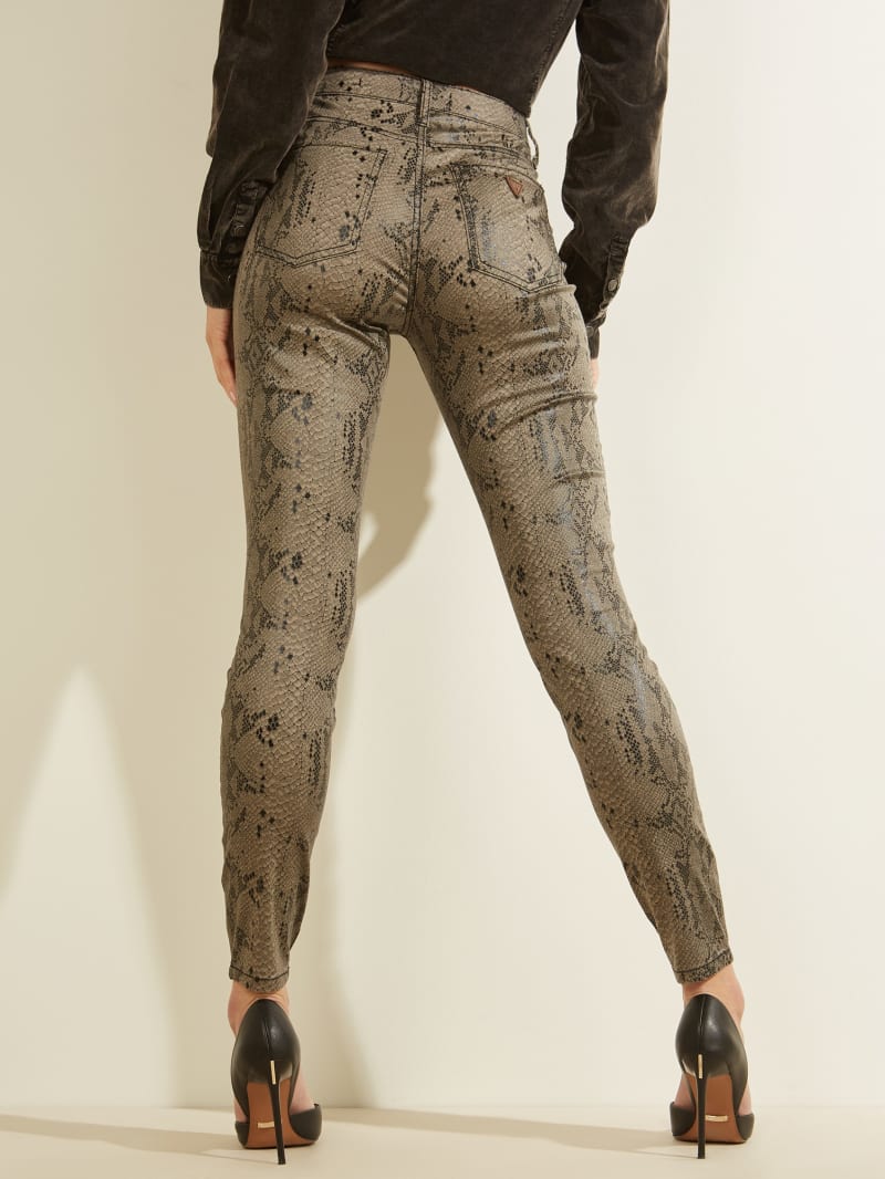 Spodnie Damskie Guess Snake Print Skinny Szare | 6709253-ZR