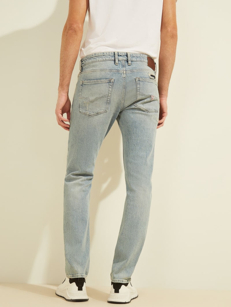 Spodnie Męskie Guess Distressed Slim Taper Głęboka Niebieskie | 2307859-VM