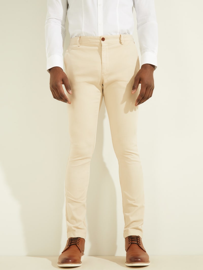 Spodnie Męskie Guess Easy Chino Beżowe | 3129765-DE