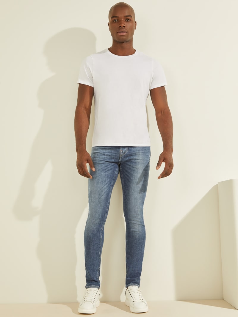 Spodnie Męskie Guess Eco Chris Skinny Głęboka Niebieskie | 7159823-MY