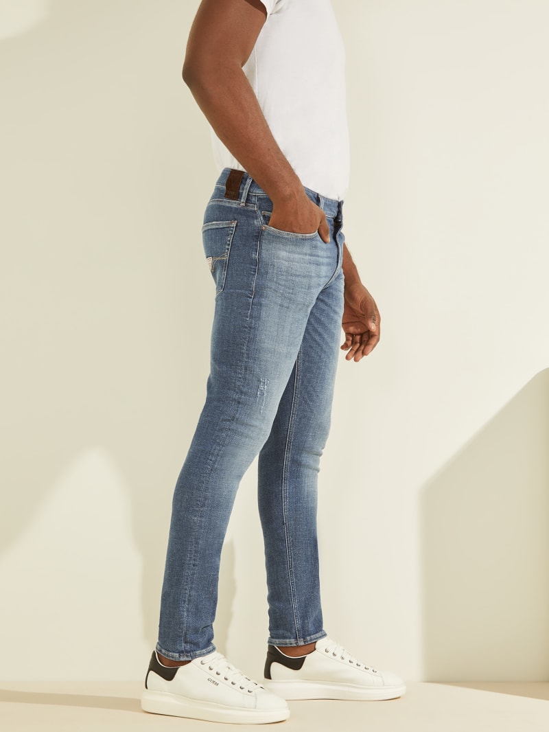 Spodnie Męskie Guess Eco Chris Skinny Głęboka Niebieskie | 7159823-MY