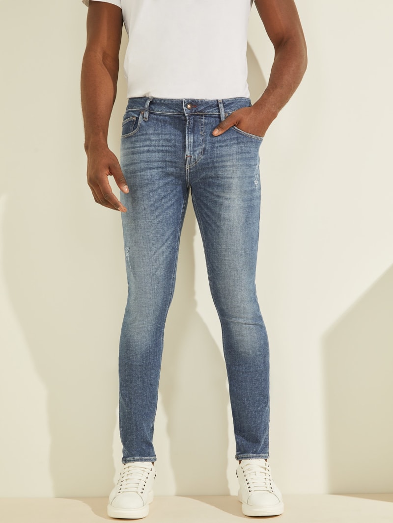 Spodnie Męskie Guess Eco Chris Skinny Głęboka Niebieskie | 7159823-MY