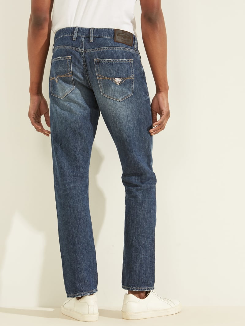 Spodnie Męskie Guess Eco Dark Wash Slim Tapered Głęboka Niebieskie | 1750283-FR