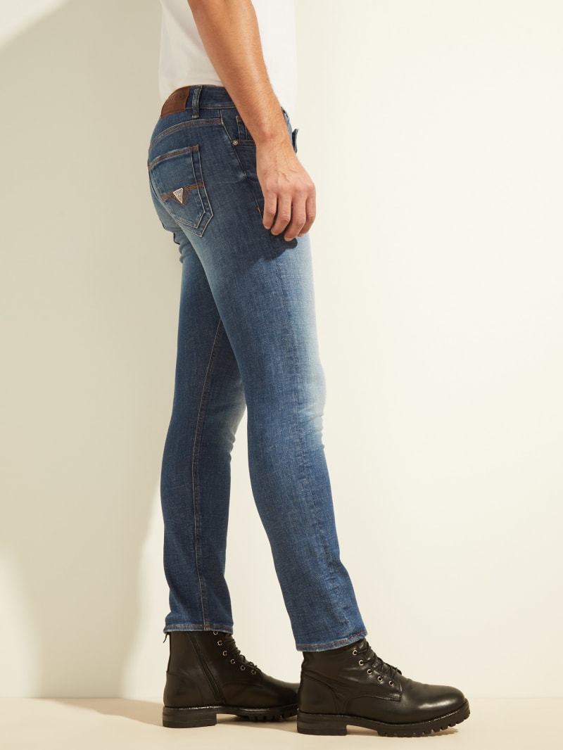 Spodnie Męskie Guess Eco Miami Low-Rise Skinny Niebieskie | 5694180-IR