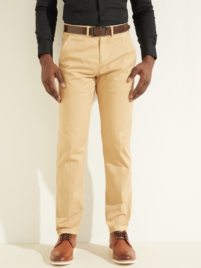 Spodnie Męskie Guess Eco New Original Chino Beżowe | 8516207-NA