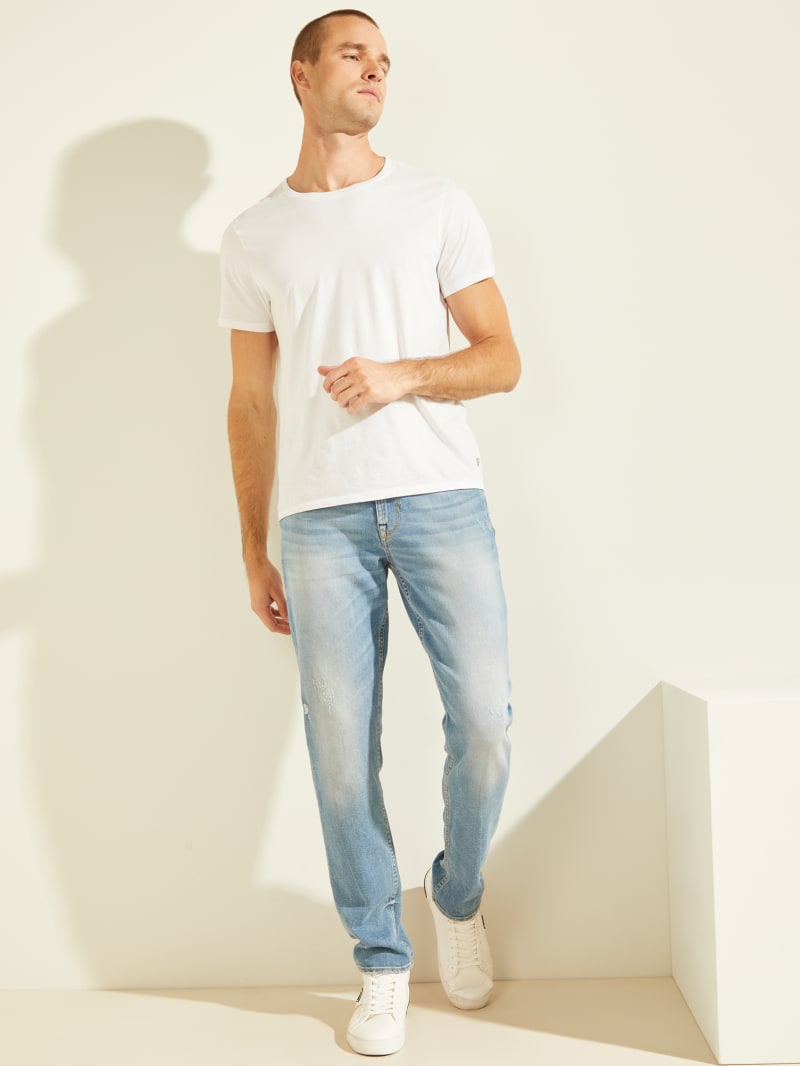 Spodnie Męskie Guess Faded Slim Tapered Niebieskie | 2760513-IY