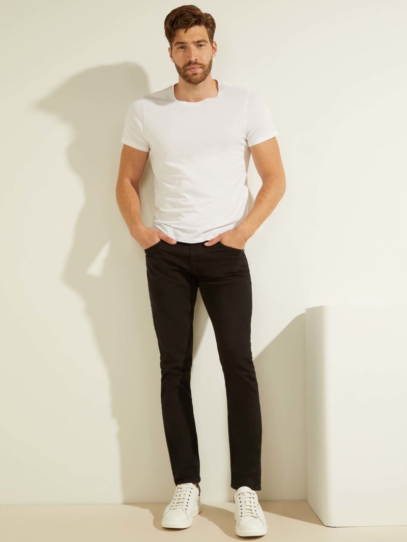 Spodnie Męskie Guess Klasyczne Solid Skinny Czarne | 5136984-YI